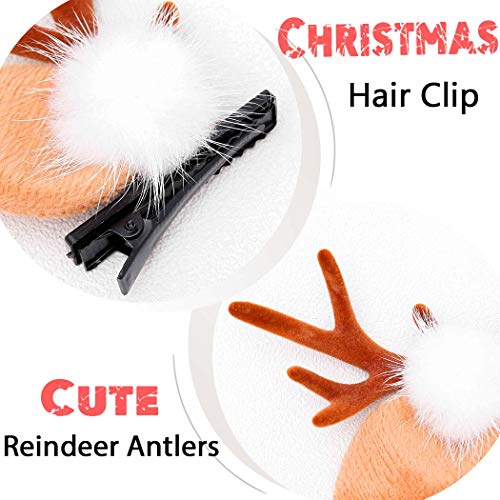 Aceorna Christmas Headband Reindeer Antlers Xmas Hair Clip Ball Flower Ring Antlers Hair Pins Bell Elk Deer Animal Horns Headpiece Deer Horn Ears And Berries Hairpin Christmas Hair Accessories For Women And Girls 2 Pcs (Type A) #TOP1