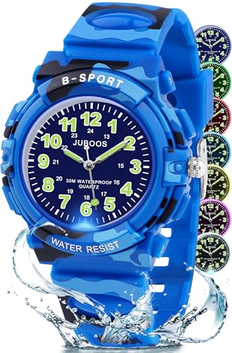 Image of Juboos Kids Watch Analog for Boys Girls, Childrens Waterproof Soft Strap Kids Time Teaching Quartz Wristwatch for Ages 5-15