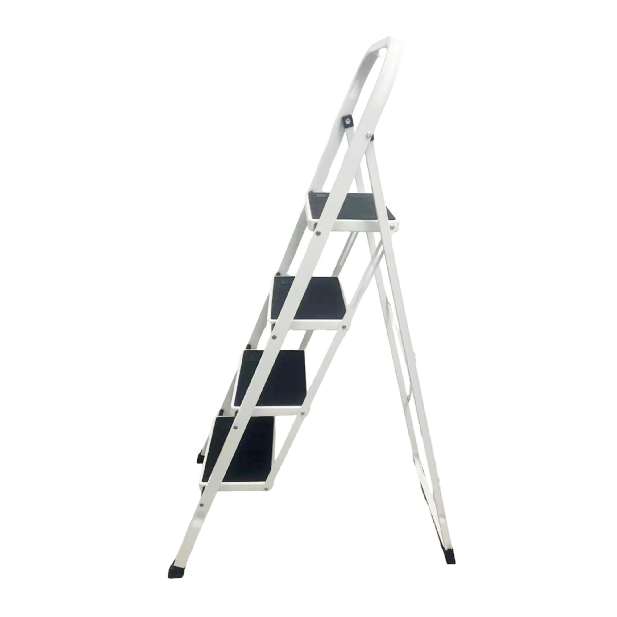 Escalera Plegable 4 Peldaños Profesional XL | Acero Reforzado Tubo Cuadrado Premium | Peldaños Extra Anchos Antideslizantes | Máxima Estabilidad para Almacén y Hogar | Altura 97cm