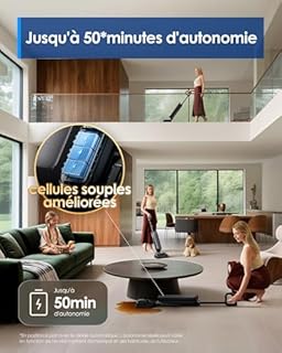 Tineco Floor One S7 Artist Aspirateur Laveur, Aspirateur Balai sans Fil, Aspiration Puissante 22 kPa, Nettoyage Deux Bords, 50 Min d'autonomie, s'aplatit à 180°, Flashdry à 85°C, Anti-Tangle-Design