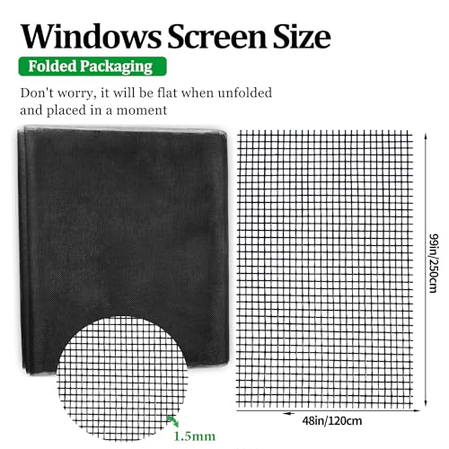 Fliegennetz Meterware 120 x 250 cm,Fiberglas Fliegengitter Fenster Mesh Gewebe Schneidbar Ersatznetz,DIY Insektenschutz Gaze Fenster, für Fenster, Dachfenster, Terrassentür (Schwarz)