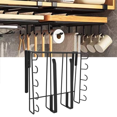 Unter Schrank Hängende Regal, Edelstahl Unter Regal Lagerregal mit Mehreren Haken Zum Schneiden von Brettern Tassen Papierhandtücher Küchenutensilien (Masyrtdkvpi7x6ao-12)