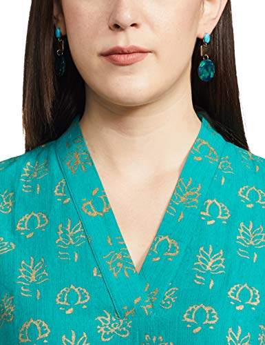 Image of ZEMYRA Women's Regular Kurta (AW20TUN1 Turquoise Green L