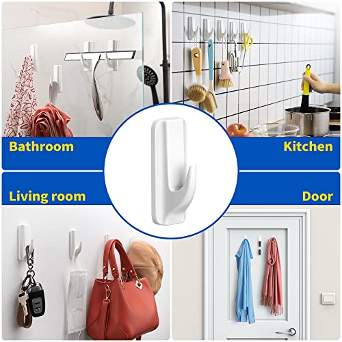 Aloceo Sticky Hooks Coat Key Hooks White Plastic Wall Hooks For Hanging Hangers For Walls Adhesive Hooks Towel Hooks 5 Hooks And 6 Strips #TOP2