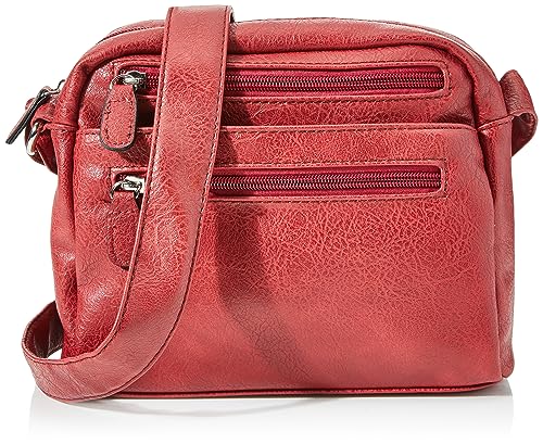 SPALLA DONNA MULTI ZIP Envy Suzie Plain, Borsa A Spalla Donna, Rosso Tinta Unita, Medium