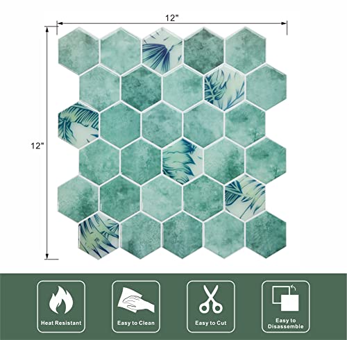10-Sheet Kitchen Backsplash Peel And Stick Tile Thicker Version Vinyl 3D Hexagon Tiles Stick On Wall 12" X 12" #TOP1