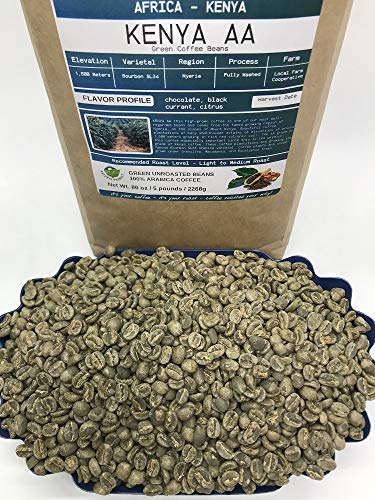 5-Pound Kenya Aa (Unroasted Green Coffee Beans) Premium Arabica Beans Grown Northern Africa Fresh Current-Crop Beans For Home Coffee Roasters, Specialty-Grade Coffee Beans, Includes A Free Burlap Bag #TOP3
