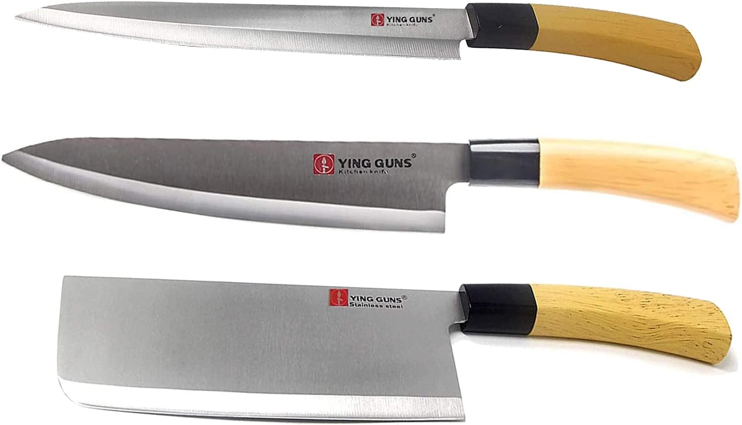 Shruthi Yingguns Knife King Kitchen Combo (3 Knife) Chopper + Sashimi Paring + Chef Knives for Cutting Slice Dice Steak Meat Chicken Cheese Vegetable Fruits SH642
