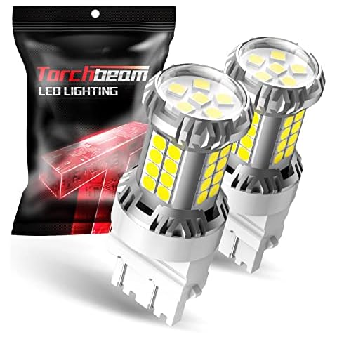 Torchbeam 3157 3156 LED Bulb Reverse Lights 6000K White, 600% Brighter 3056 3057 4057 4157 LED Light for TailLight, Backup light, DRL, Brake Parking Signal Light, Non-polarity, 38-SMD Upgrade, 2pcs Cover