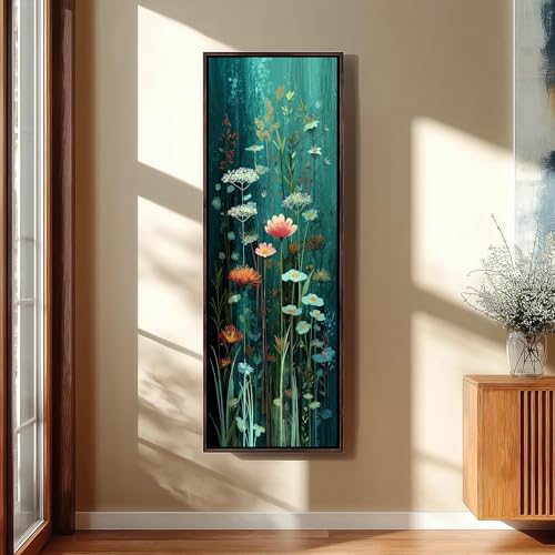 Tableau de fleurs sauvages vertical 40x120 cm pour déco murale - 2