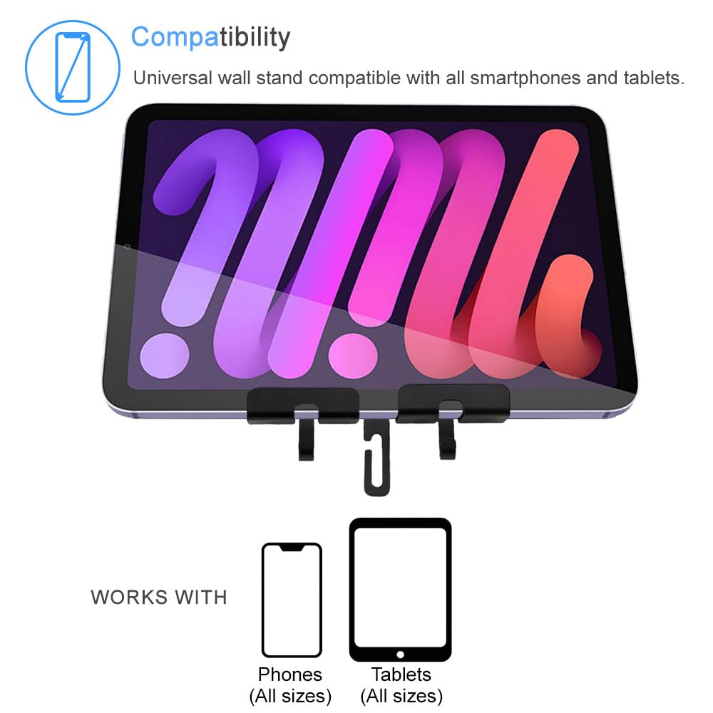 IFCASE Soporte de pared universal de aluminio para iPad Air/Mini/Pro, Galaxy Tab, tabletas Android, teléfonos celulares, eReader (negro)