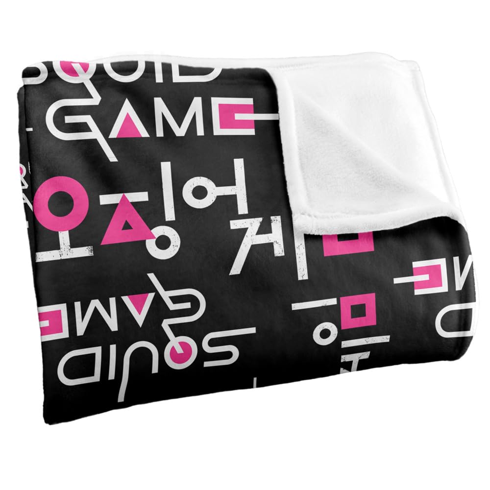 Coperta super morbida al tatto con logo Squid Game, 152 x 127 cm