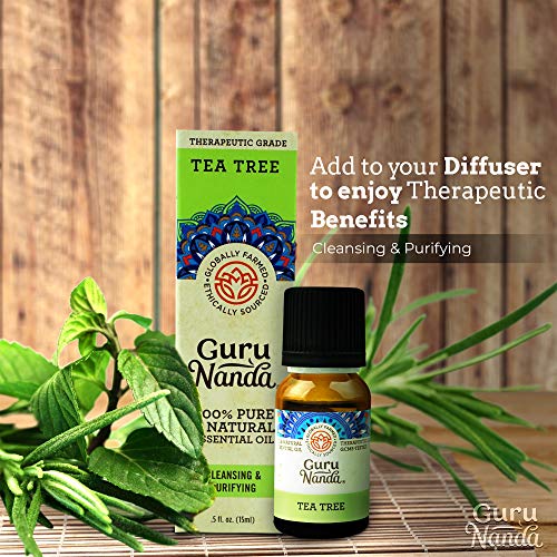Gurunanda Frankincense, Tea Tree And Lavendar Essential Oils,(Each Pack Of 2 X 15 Ml) - 100% Pure & Natural Therapeutic Grade Oils- Used For Aromatherapy, Massage, Diffusers And Bath & Sauna #TOP2