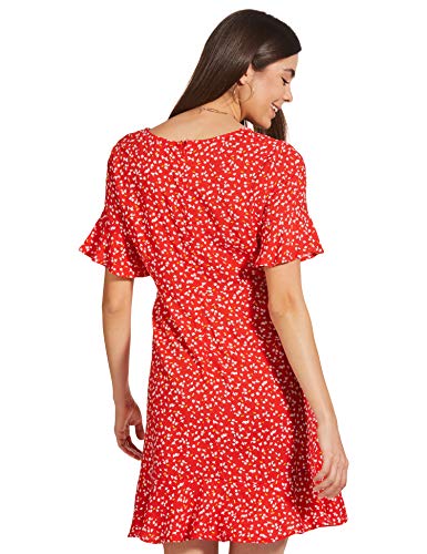 Image of EASYBUY Women's Rayon Fit and Flare Below The Knee Dress (SP21SR18LW Coral XL)