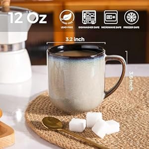 12OZ Ceramic Coffee Mugs Set of 6 Large Porcelain Coffee Cups With Large Handle For LatteCappuccinoMilkCocoaDishwasherMicrowave Safe Mug SetsIdeal for ManWomanDad Mom