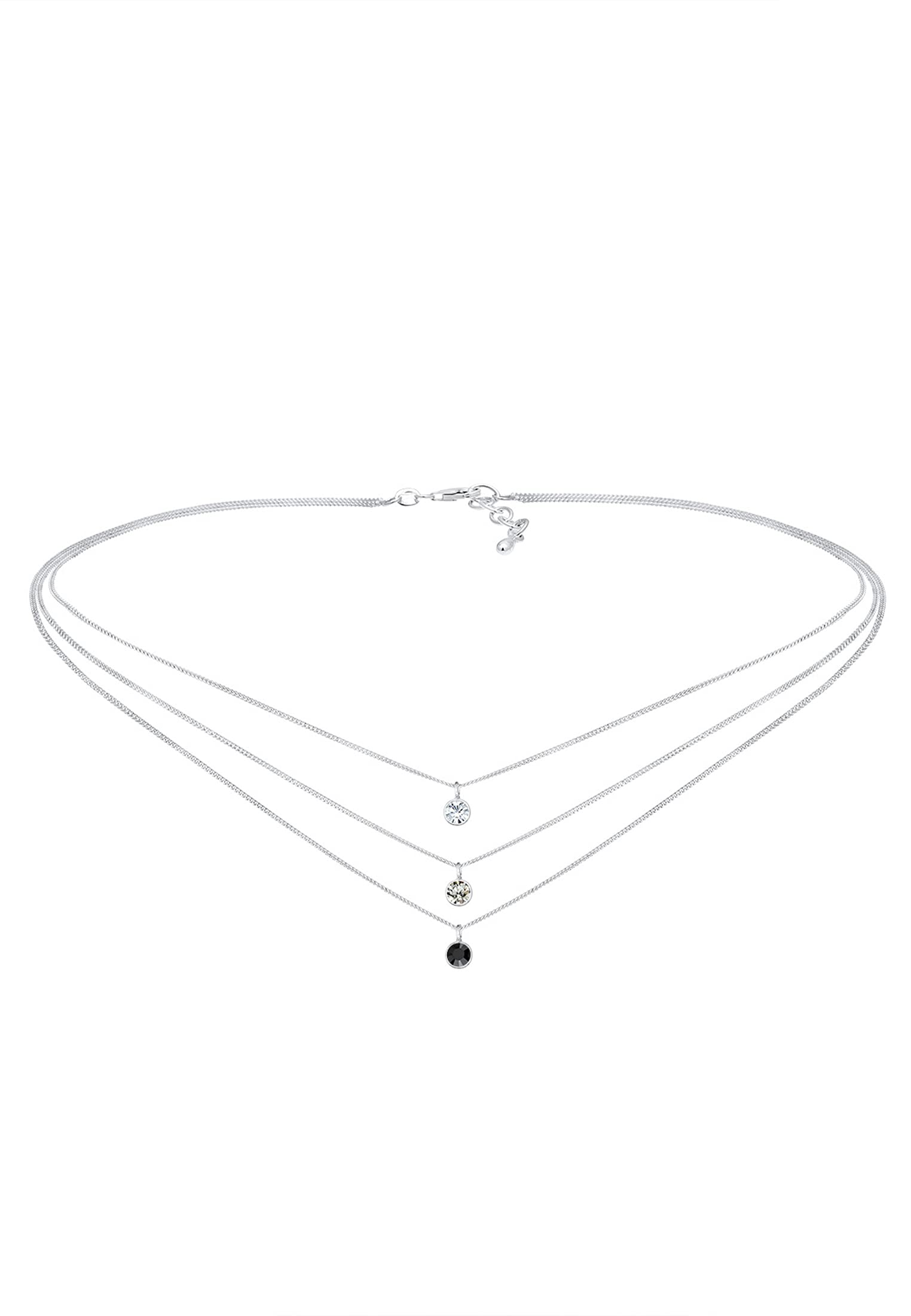 Elli Collana da Donna, Strato Choker Layer con Cristalli, in Argento 925 Placcato Oro Rosa