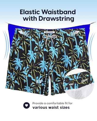 Image of maamgic Mens Swim Trunks 5 Inch with Mesh Lining, Quick Dry Mens Bathing Suit, Swim Shorts for Swimming and Beach