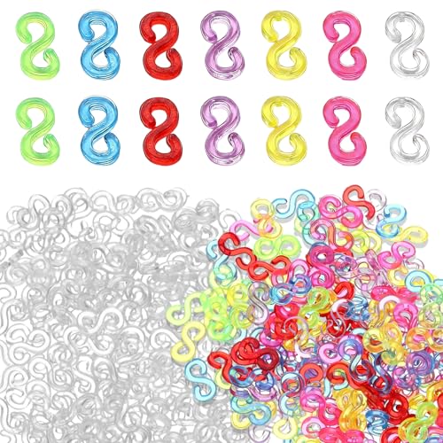 Hedayu 400 Pcs S Clips for Loom Bands Loom Band Hooks Multicolor S Shaped Connectors Loom Bands Hooks Refill for Boys Girls Crafters DIY Necklace Bracelet Jewelry Making