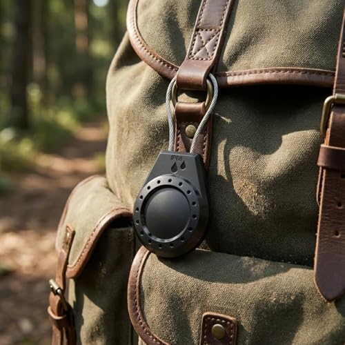 Image of for AirTag Keychain Holder Waterproof Shockproof Case with Stainless Steel Shackle for Pet Collar, Keys, Luggage (Black)