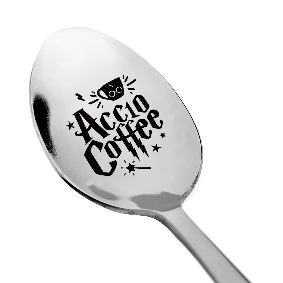 XIKAINUO Coffee Spoon for Muggles and Wizards Alike Perfect for Coffee Lovers - Laser-Engraved Stainless Steel Spoon - Unique Gift Idea and Collectible