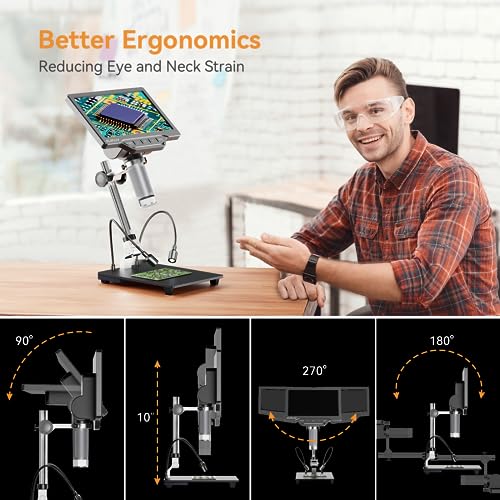 Elikliv EDM201 SE 7 Inch Digital Microscope With 10 Inch Stand - 1200X Coin Microscope With Screen thumb #1