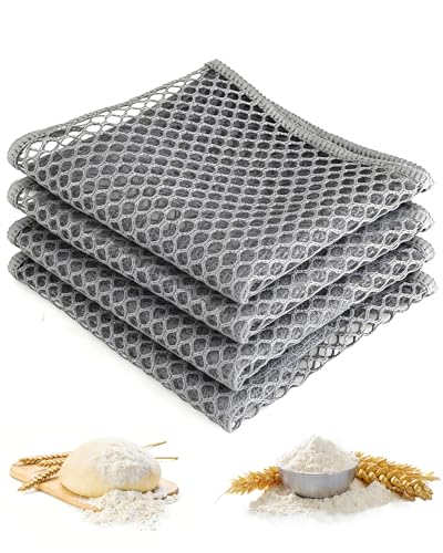 SZEBISOA Lot de 4 Chiffons Magiques (30 × 30 cm) – Magic Clean Chiffon pour Cuisine et matériel de Boulangerie, idéal pour éliminer Les résidus de pâte Lors de la préparation du Pain