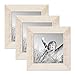 Produktbild PHOTOLINI 3er Bilderrahmen-Set 15x15 cm Strandhaus Rustikal Weiss Massivholz mit Glasscheibe inkl. Zubehör/Fotorahmen
