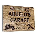 Abuelo's Garage Toys Fixed for Free, 11.5 x 15.5 Inch Aluminum Sign, Vintage Workshop and Garage Signs Wall Decor, Gifts for Papa, Papu, Pop, Woodworking, Woodturning, Cabinet Maker, Mechanic