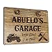 Abuelo's Garage Toys Fixed for Free, 11.5 x 15.5 Inch Aluminum Sign, Vintage Workshop and Garage Signs Wall Decor, Gifts for Papa, Papu, Pop, Woodworking, Woodturning, Cabinet Maker, Mechanic
