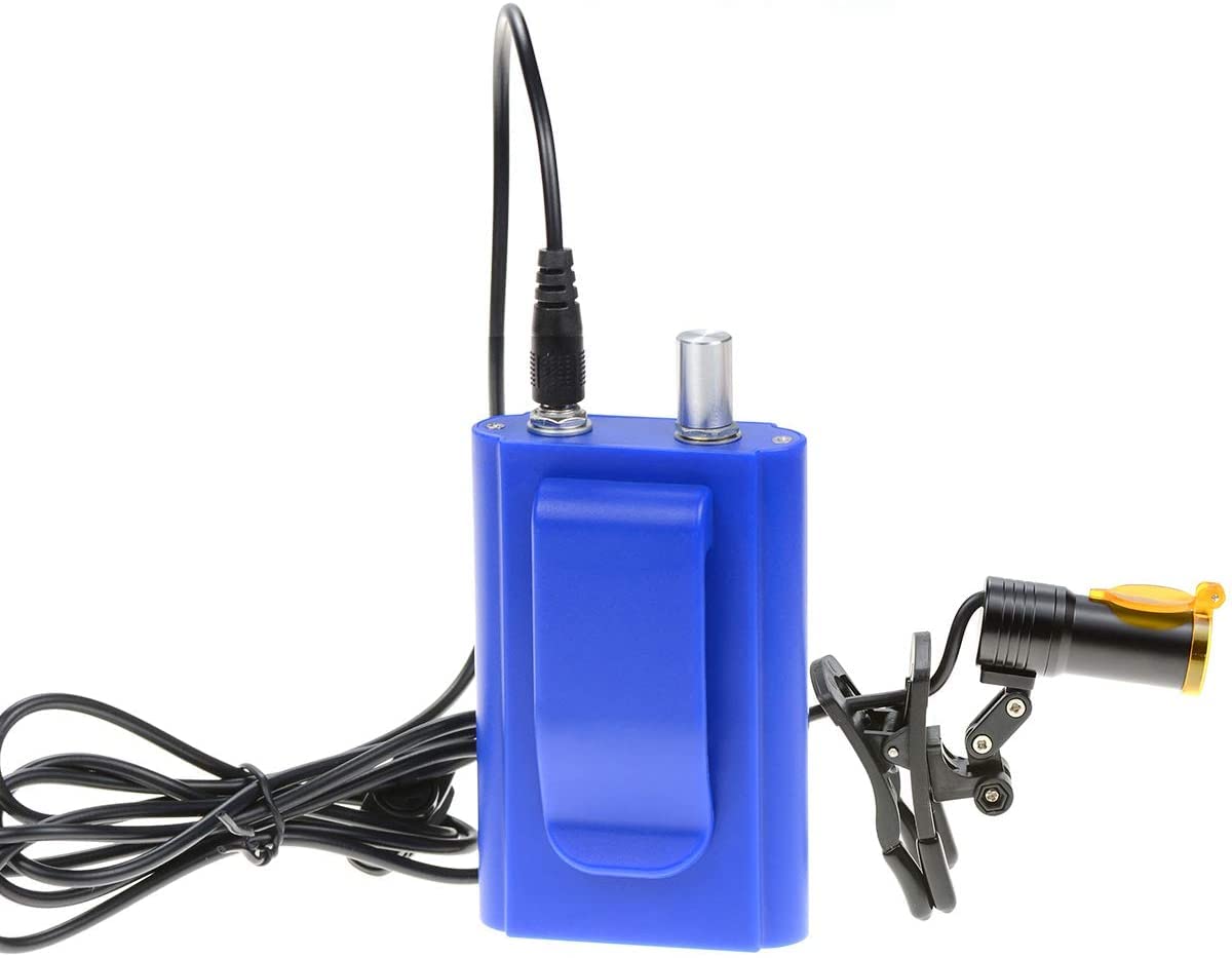 Mike Dental Lampe frontale LED portable 5 W avec filtre pour loupes jumelles + batterie en plastique à clipser Bleu