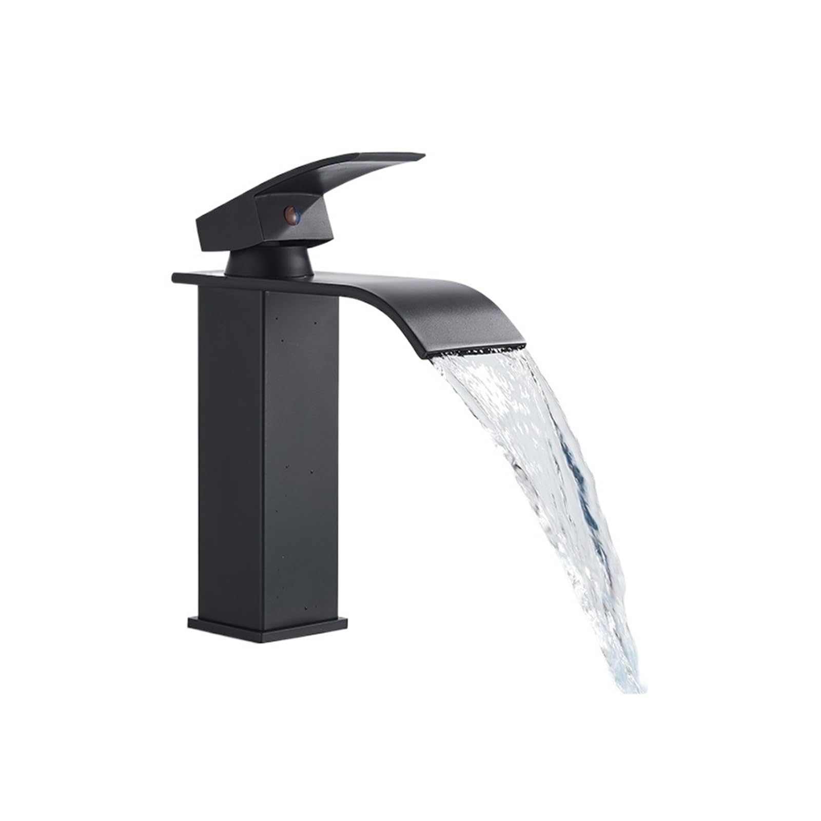 Grifo de lavabo de alta gama con salida de cascada monomando en acabado negro mate para aseo