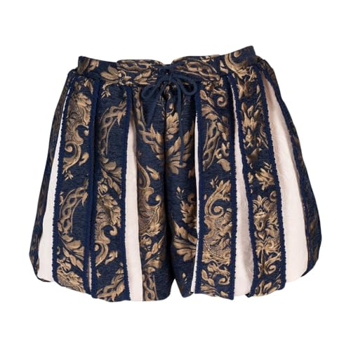 Elizabethan Tudor Pants Men's Ren Faire Noble Renaissance Costume Tudor Breeches Pumpkin Pants (Blue Gold, S)