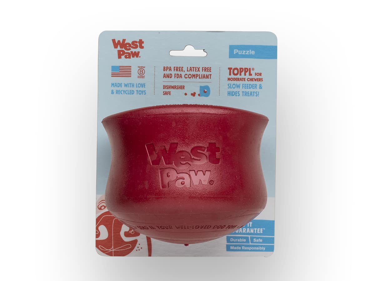 WEST PAW Zogoflex Toppl Interactive Treat Dispensing Dog Puzzle Play Toy, 100% Guaranteed Tough, It Floats!, Made in USA