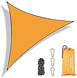 Yuragim Sonnensegel Dreieckig 3x3x3 m Wasserdicht Sonnenschutz Sunsegel Windschutz UV-Schutz Sonnendach mit Tragtasche+3 Befestigungsseile+3 Karabiner für Balkon Garten Terrasse Camping Pool (Orange)