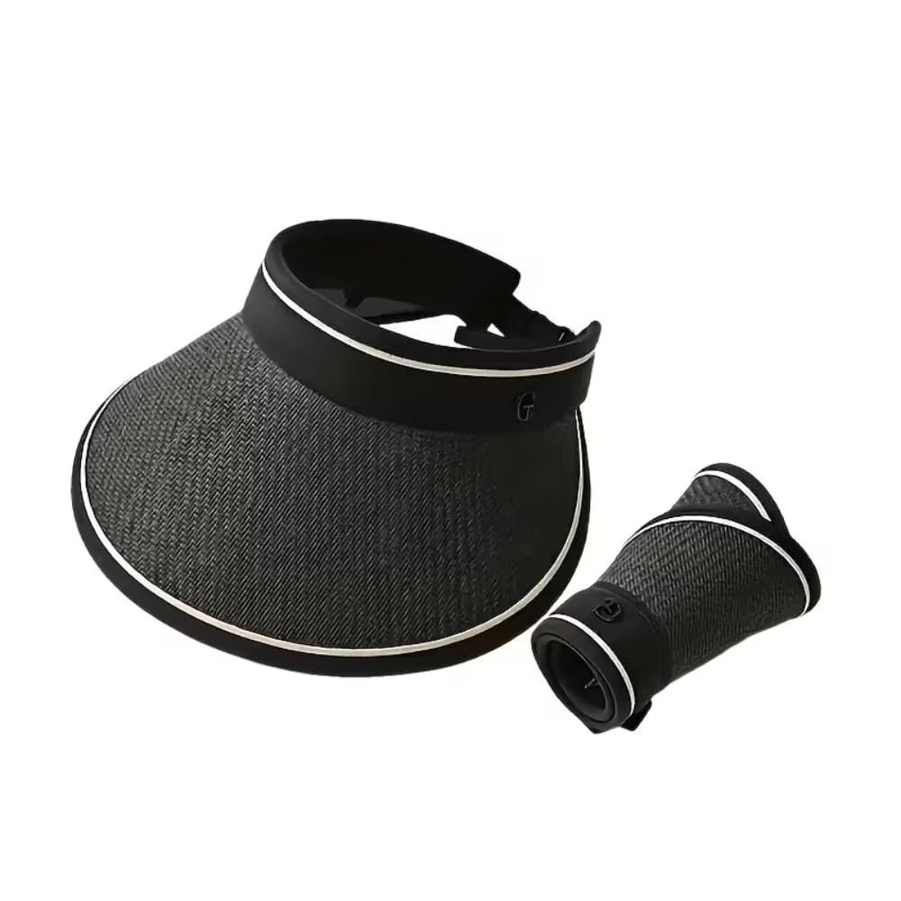 Foldable Straw Sun Visor Hat for Women, Wide Brim UV Protection Roll-Up Beach Cap, Adjustable Elastic Band, Lightweight Packable Summer Hat for Travel, Golf & Outdoor-image-7