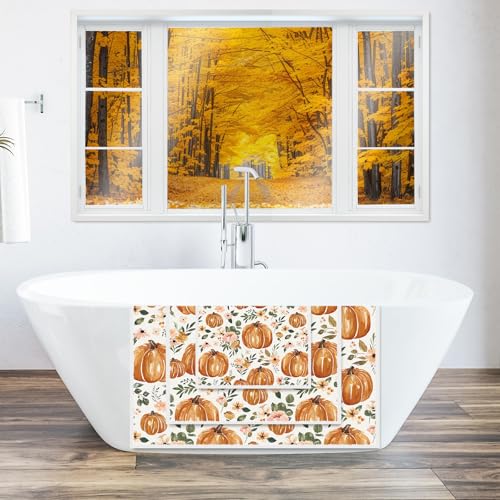 Toallas de baño de calabaza otoñal y toalla de mano floral bohemia para invitados 6