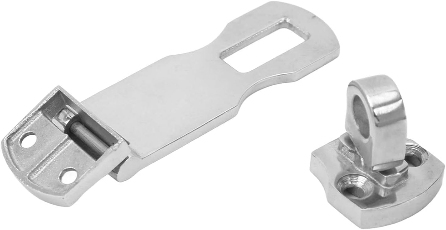 Marine Grade Stainless Steel Heavy Duty Door Hasp with Turning Padlock Eye Mount, Swivel Safety Hasp, Rust Resistant Hasp Safety Padlock Clasps for Cabinets, Chests Or Doors with Screws