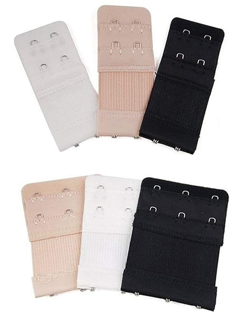 plumbury Women's Bra Hook Extender With Elastic 2/3 Hook,Black,White, Beige (Pack of 6)-picture-27
