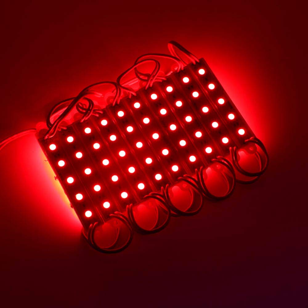 JIATONG 20PCS X 12V DC 5050 5leds Module 5 LED 5050 Module Store Front Light SMD Waterproof IP65 (Red)