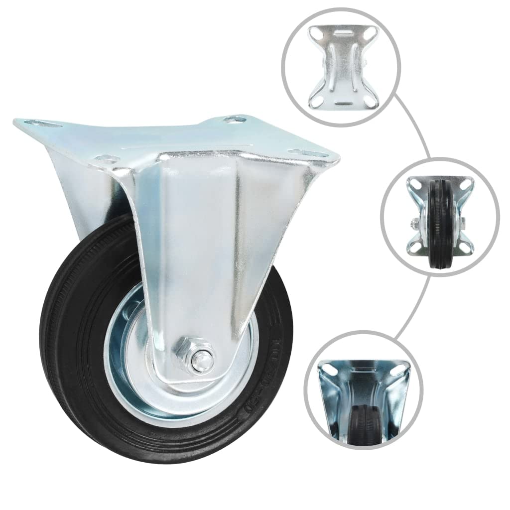 vidaXL 8x Bockrollen Transportrollen Möbelrollen Schwerlastrollen Laufrollen Rollen Möbelrolle Bockrolle Laufrolle Industrierolle 100mm Gummi Eisen