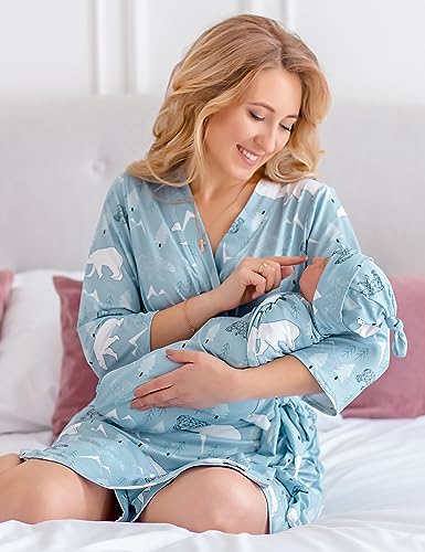 Image of Mommy and Me Robe and Swaddle Set | Maternity Robe Matching Baby Girl, Boy