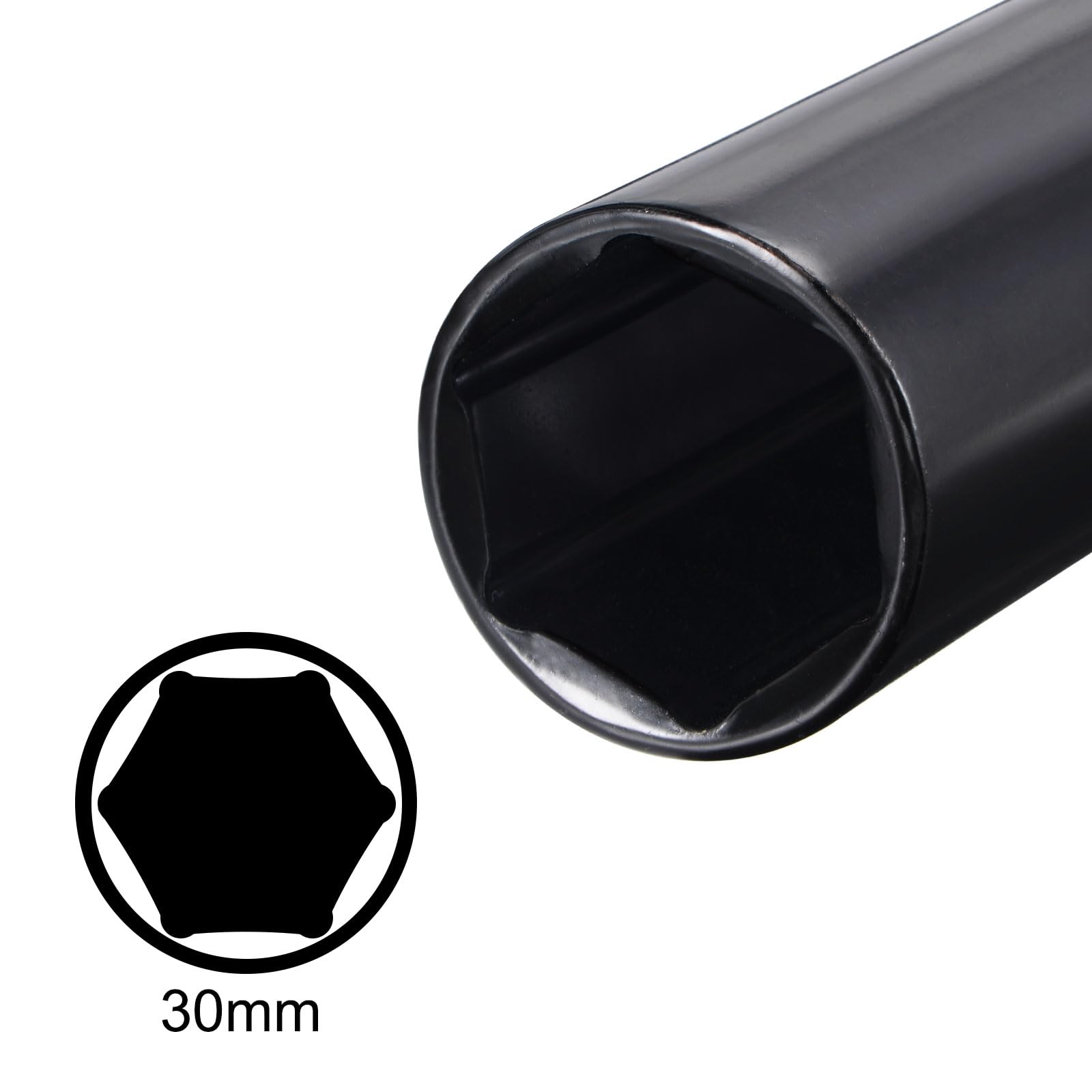 sourcing map Douille Impact 30mm 1/2" Empreinte Profondeur Traité thermiquement douille à choc CR-V Acier 200mm (8") Longueur 6 points Dimensions métriques