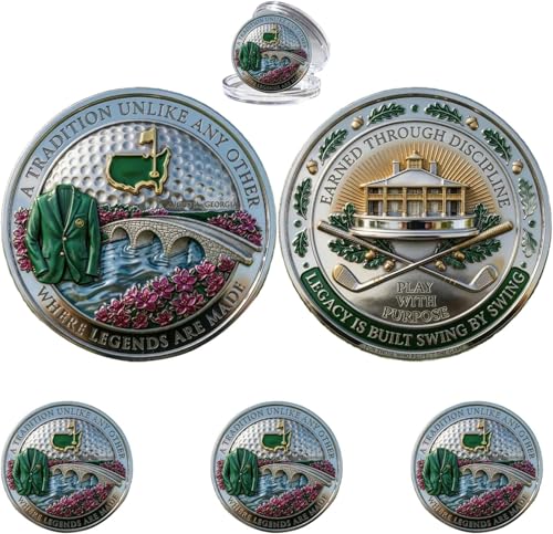 Augusta Masters Legacy 3D Engraved Challenge Coin, Premium Golf Challenge Coin, Ideal Golf Gift for Men & Golf Players (3PCS)