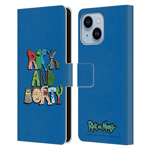 Coque iPhone 14 Plus Rick and Morty étui portefeuille en cuir fin