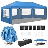 Pavillon, Faltpavillon 3x6, Pavillon Wasserdicht Stabil Winterfest, Gartenpavillon mit 6 Sandsack, Gartenzelt Pavillon mit 4 Seitenteilen, UV-Schutz 50+, Partyzelt für Hochzeit/Picknick (3 * 6m Blau)