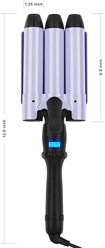 Miniatura 7 de Aima Beauty - Plancha rizadora de pelo de sirena de 3 barriles de 3 barriles, pantalla LCD, barril extra largo, temperatura múltiple, temperatura