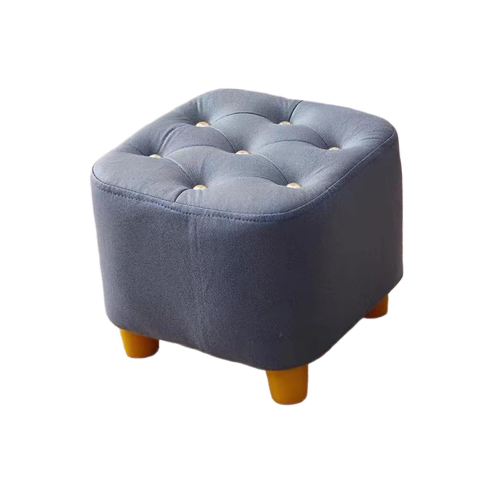 Tabouret repose-pieds ottoman en tissu gris bleu pour salon et entrée