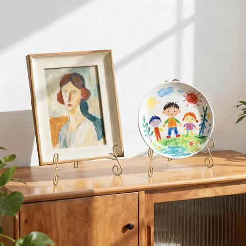HEMYLU Gold Plate Stand, 10 Inch Decorative Holder for Displaying Platters, Heavy-Duty Metal Easel Stand for Picture, Photo Frame, Books and Round Objects, 1-Pack by HEMYLU - Image 6