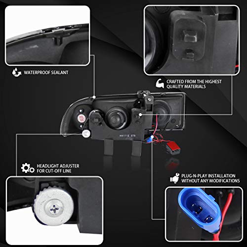 Autozensation Compatible With 1998-2004 Chevy S10 Pickup / S10 Blazer Led Dual Halo Projector Headlights Smoke Lens L + R Pair Headlamp #TOP3