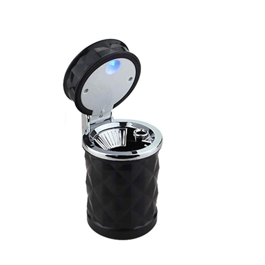 RUITASA - Cenicero de viaje para coche, portátil, con luz LED azul fría, autoextinguible, compatible con la mayoría de portavasos (1 unidad)